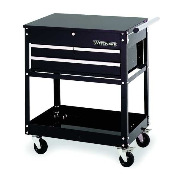 Westward WESTWARD Tool Utility Cart, 3-Drawers, Gloss Black, Hinge, Keyed, 30" W x 20" D x 31" H - 2CZY2