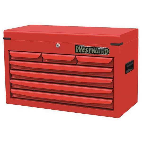 Westward WESTWARD Top Chest, 7-Drawers, Powder Coated Red, 26" W x 12" D x 16" H - 48RJ71