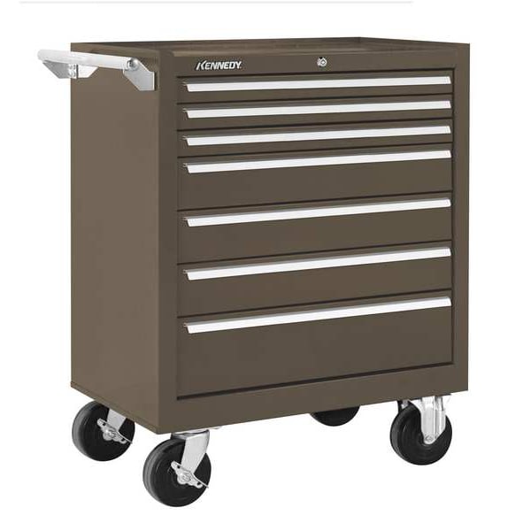Kennedy K1800 Series Rolling Tool Cabinet, 7 Drawer, Brown, Steel, 27 in W x 18 in D x 35 in H - 277XB