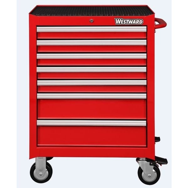 Westward WESTWARD Rolling Tool Cabinet, 7-Drawers, Gloss Red, 27" W x 19" D x 39.5" H - 32H888