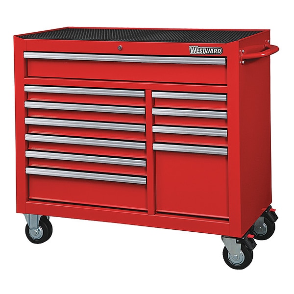 Westward WESTWARD Rolling Tool Cabinet, 11-Drawers, Gloss Red, 42" W x 19" D x 40" H - 32H855