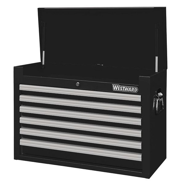 Westward WESTWARD Top Chest, 6-Drawers, Powder Coated Black, 26" W x 16.5" D x 18.5" H - 32H834