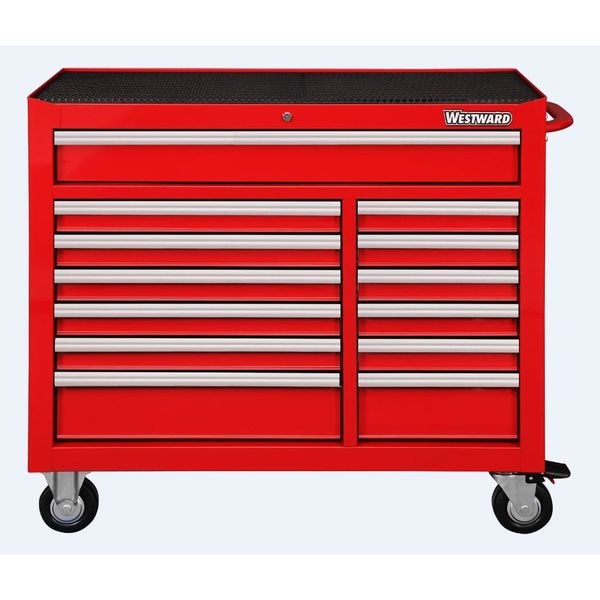 Westward WESTWARD Rolling Tool Cabinet, 13-Drawers, Gloss Red, 42" W x 19" D x 40" H - 32H891