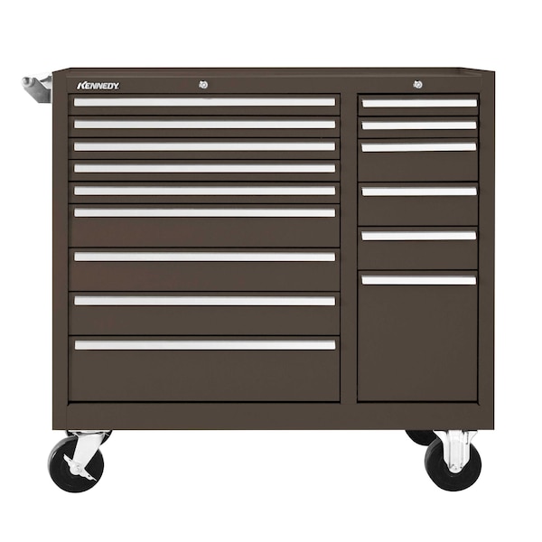 Kennedy K1800 Series Rolling Tool Cabinet, 15 Drawer, Brown, Steel, 39-1/2 in W x 18 in D x 39 in H - 315XB