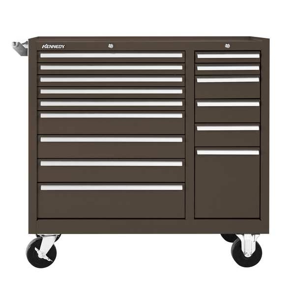 Kennedy K1800 Series Rolling Tool Cabinet, 15 Drawer, Brown, Steel, 39-1/2 in W x 18 in D x 39 in H - 315XB