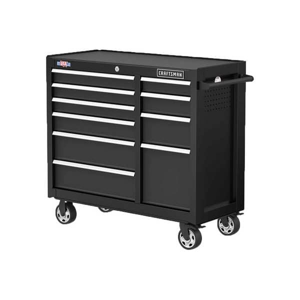 Craftsman S2000 Tool Cabinet, 10 Drawer, Black, Steel, 41 in W x 18 in D x 37-1/2 in H - CMST341102BK