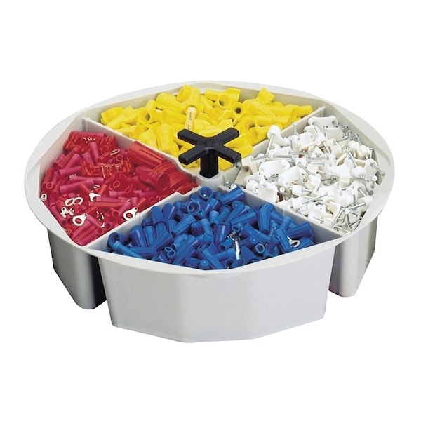 Clc Work Gear Bucket Tray, Full Round, Plastic, Gray, For 35 to 5 gal Buckets, 4 Compartment, 212 in Dia - 1152
