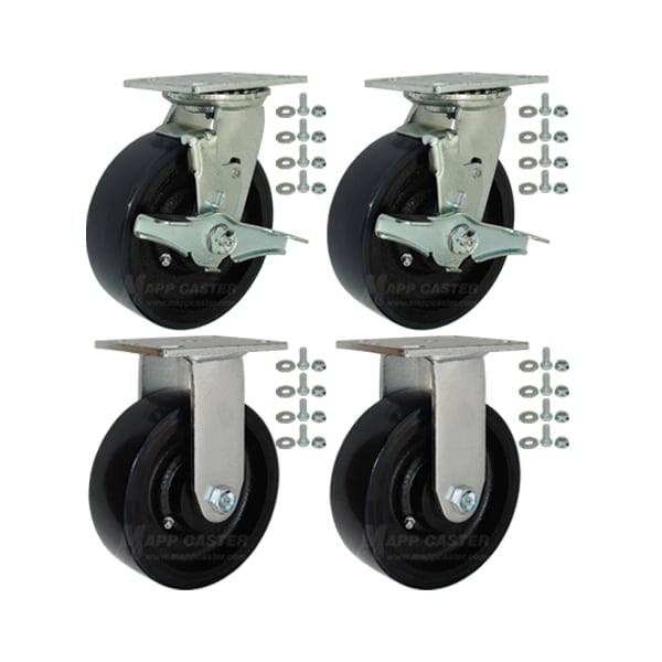 Mapp Caster Tool Box and Job Box Casters, 6" Polyurethane Wheel Casters, 5000# Cap. - 146UIRB620-TOOLBOX