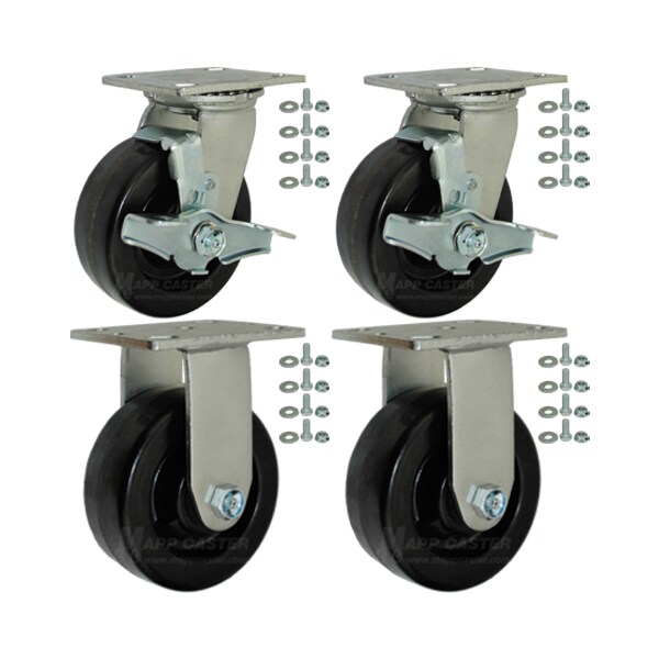 Mapp Caster Tool Box and Job Box Casters, 5" Phenolic Wheel Casters, 4000# Cap. - 146DURB520-TOOLBOX
