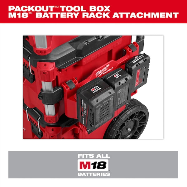 Milwaukee Tool PACKOUT Tool Box M18 Battery Rack Attachment - 48-22-8603