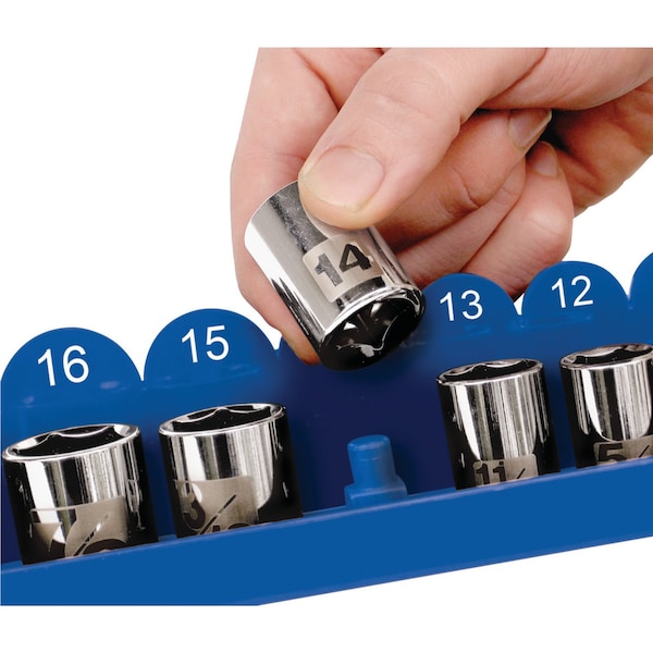 Perform Tool Socket Storage Rail 3/8 In Drive Socket; Holds Up To 30 Metric Size Sockets; Blue; Single - W778