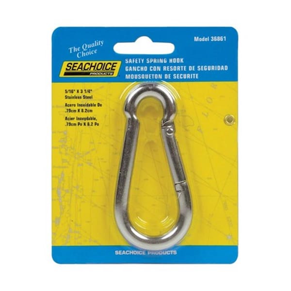 Seachoice 36861 0.31 x 3.25 in. Stainless Steel Safety Spring Hook - 8091969