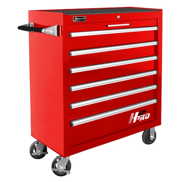 Homak 36in H2Pro Series 6 Drawer Roller Cabinet - Red - RD04036061