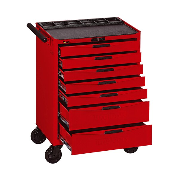Teng Tools 8 Series Roller Cabinet, 7 Drawer, Red, Steel, 26 in W x 18 in D x 37 in H - TCW807NU