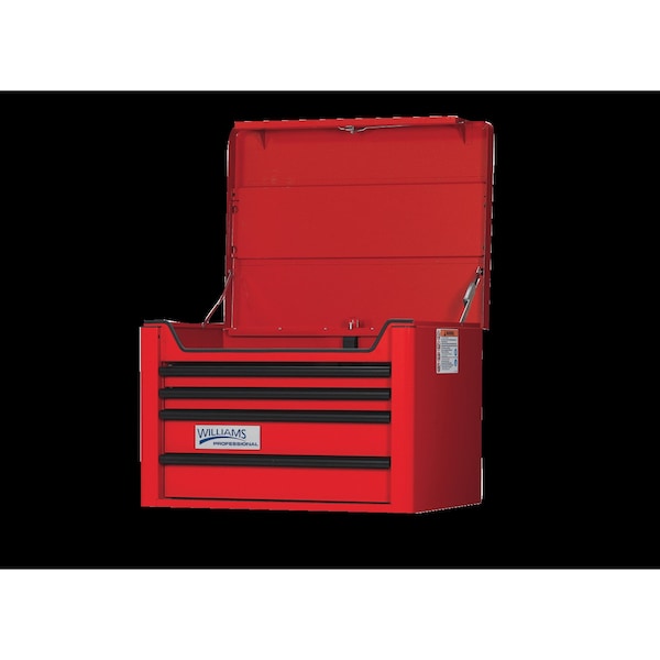 Williams Professional Top Chest, 4 Drawer, Red, Steel, 26-1/2 in W x 20 in D x 19-1/2 in H - W26TC4