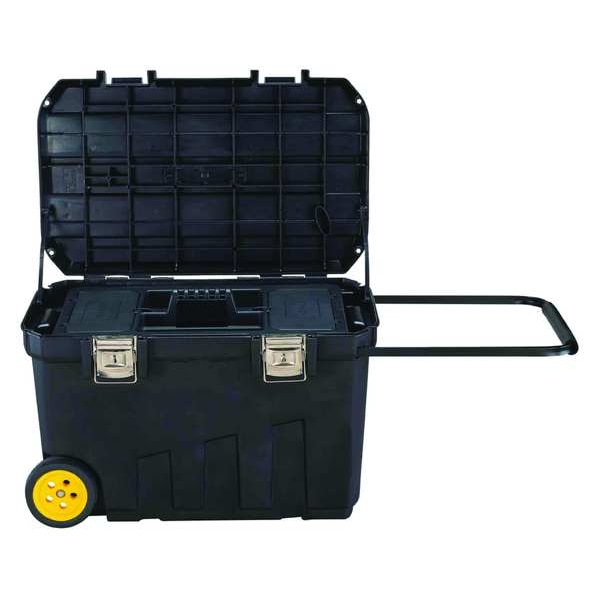 Stanley Mobile Tool Chest, 24 Gallon, 30" W x 19" D x 19" H, Plastic, Black, Tote Tray, 2 Compartments - 029025R