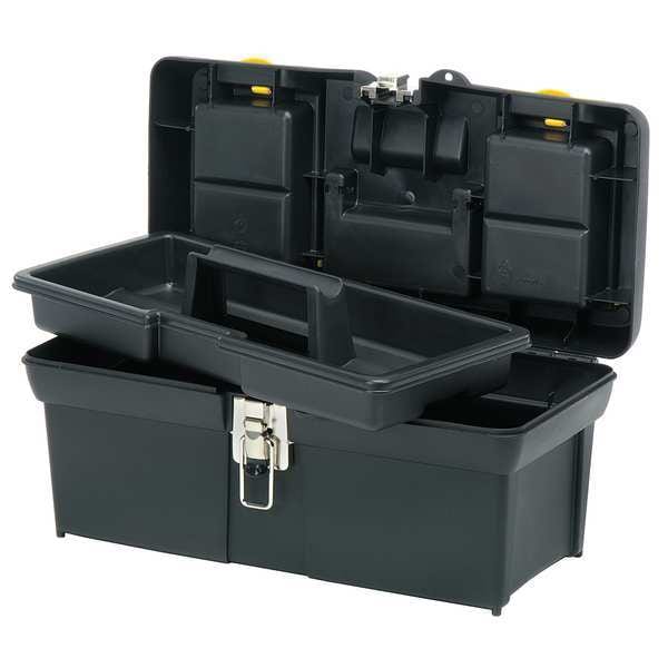 Stanley Series 2000 Tool Box, Plastic, Black/Yellow, 16 in W x 7 in D x 8 in H - 016013R