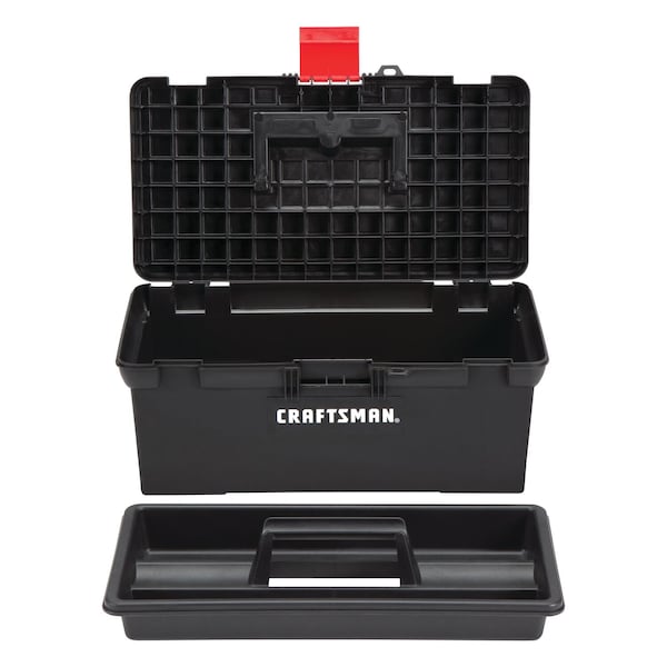 Craftsman Tool Box, Plastic, Black, 16 in W x 8-1/2 in D x 6-1/2 in H - CMST16005