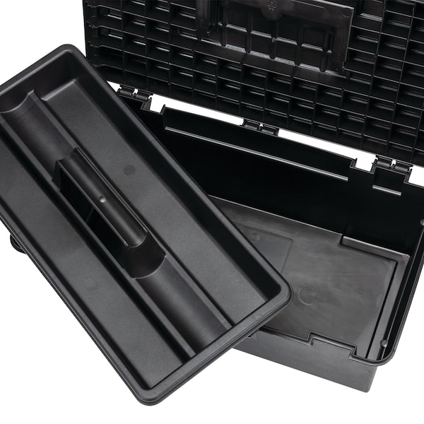 Craftsman Tool Box, Plastic, Black, 16 in W x 8-1/2 in D x 6-1/2 in H - CMST16005