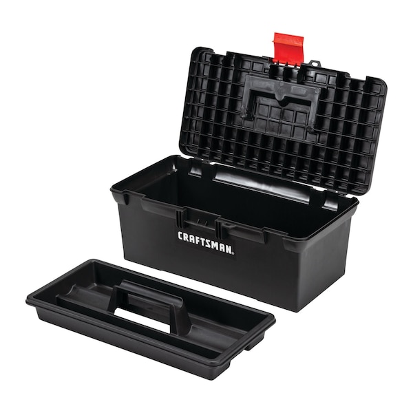 Craftsman Tool Box, Plastic, Black, 16 in W x 8-1/2 in D x 6-1/2 in H - CMST16005