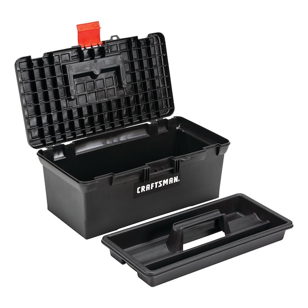 Craftsman Tool Box, Plastic, Black, 16 in W x 8-1/2 in D x 6-1/2 in H - CMST16005