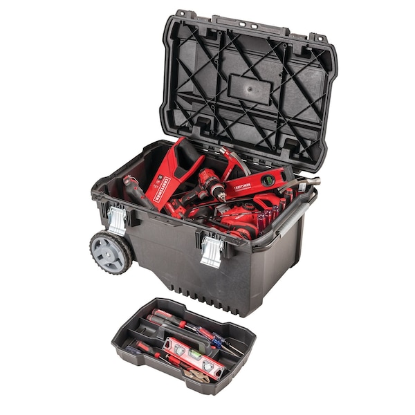 Craftsman Wheeled Tool Box, Plastic, Black, 29 in W x 20 in D x 16-3/4 in H - CMST24800