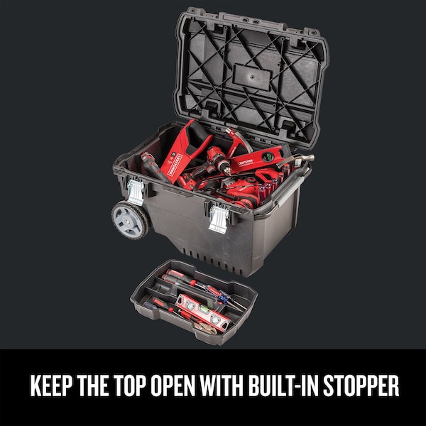Craftsman Wheeled Tool Box, Plastic, Black, 29 in W x 20 in D x 16-3/4 in H - CMST24800