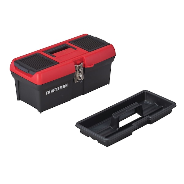 Craftsman Tool Box, Plastic, Black/Red, 16 in W x 8-1/4 in D x 7 in H - CMST16901