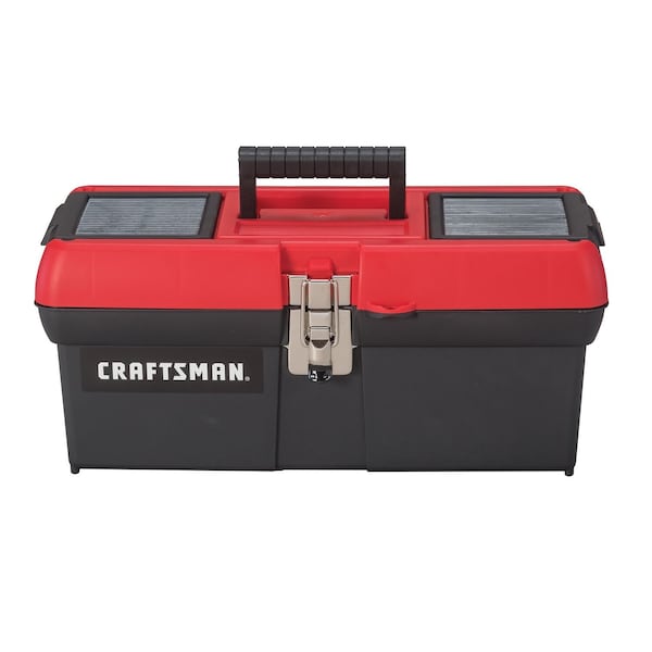 Craftsman Tool Box, Plastic, Black/Red, 16 in W x 8-1/4 in D x 7 in H - CMST16901