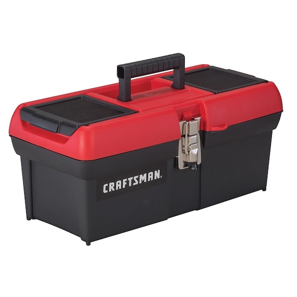 Craftsman Tool Box, Plastic, Black/Red, 16 in W x 8-1/4 in D x 7 in H - CMST16901