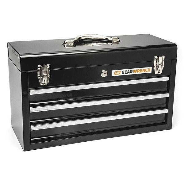 Gearwrench 3-Drawer Tool Box, Steel, Black, 20 in W x 8-1/2 in D x 12 in H - 83151