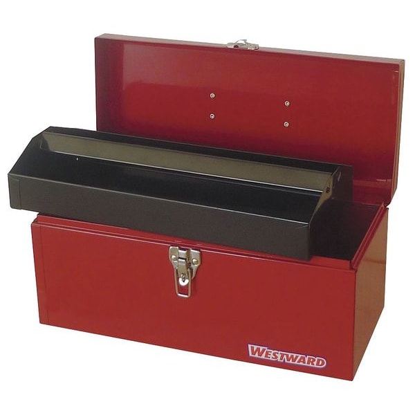 Westward WESTWARD Tool Box, Steel, Red, 16 in W x 7 in D x 7-1/2 in H - 36Y011