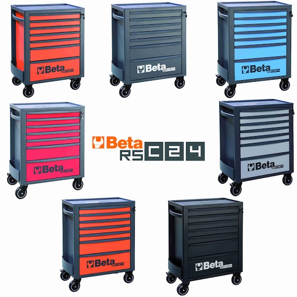 Beta Tool Cabinet, 7 Drawer, Black, Sheet Metal, 29 in W x 17-1/2 in D x 38 in H - 024004679
