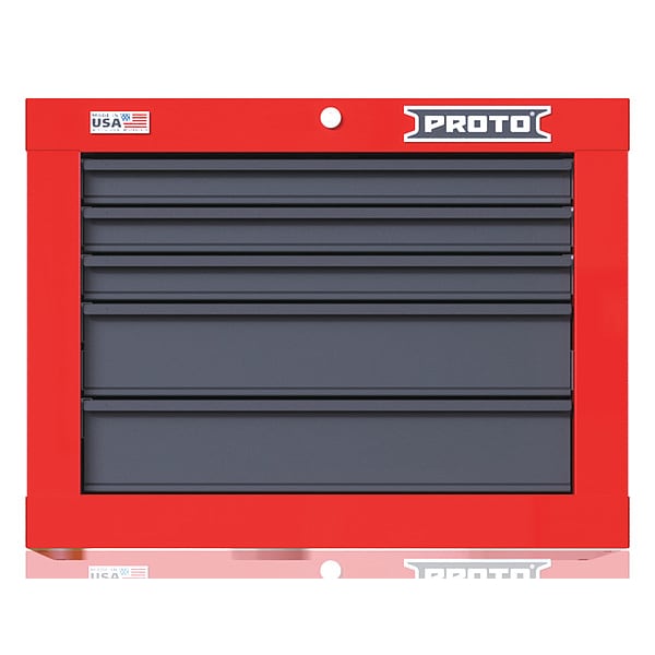 Proto Velocity Top Chest, 5 Drawer, Red/Gray, Steel, 27 in W x 22-1/2 in D x 20 in H - JSTV2720CS05RG