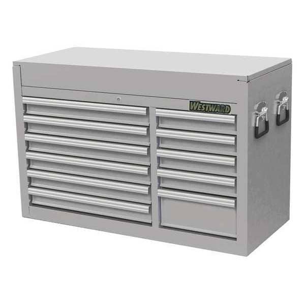 Westward WESTWARD Top Chest, 11 Drawer, Silver, Stainless Steel, 42 in W x 18 in D x 27 in H - 53RH50
