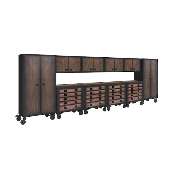 Duramax Garage Storage Combo Set, Brown/Gray, Steel, Wood, 216 in W x 20 in D - 10P4TC4WC2FC