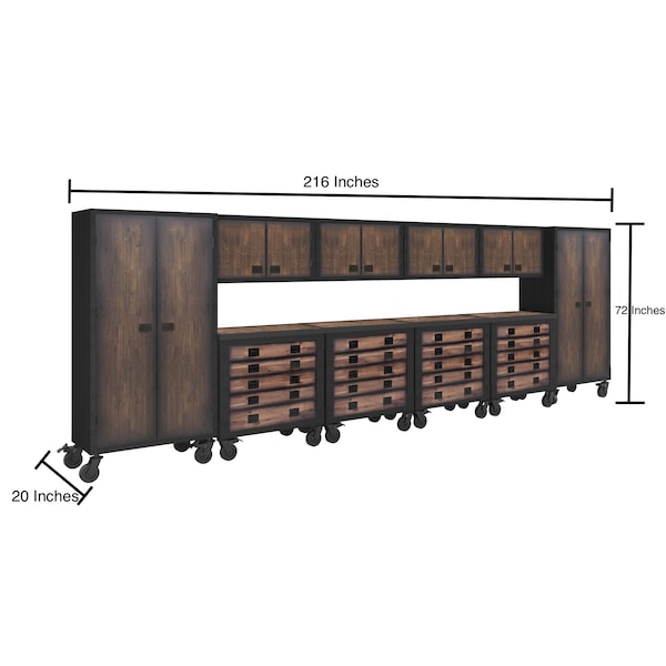 Duramax Garage Storage Combo Set, Brown/Gray, Steel, Wood, 216 in W x 20 in D - 10P4TC4WC2FC