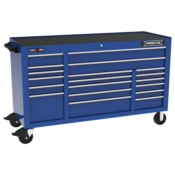 Proto 550 Series Rolling Tool Cabinet, 19 Drawer, Blue, 67 in W x 25-1/4 in D x 41 in H - J556741B-19BL