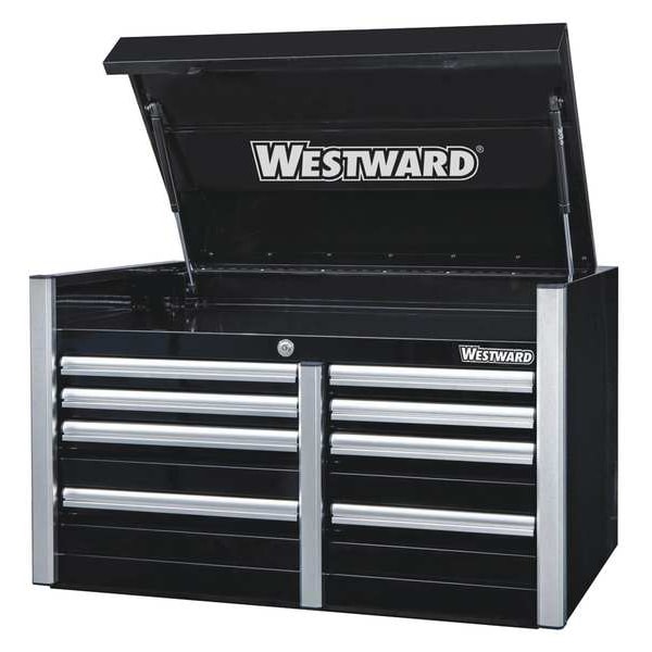 Westward WESTWARD Top Chest, 8 Drawer, Black, Steel, 42 in W x 26 in D x 25 in H - 49NR85