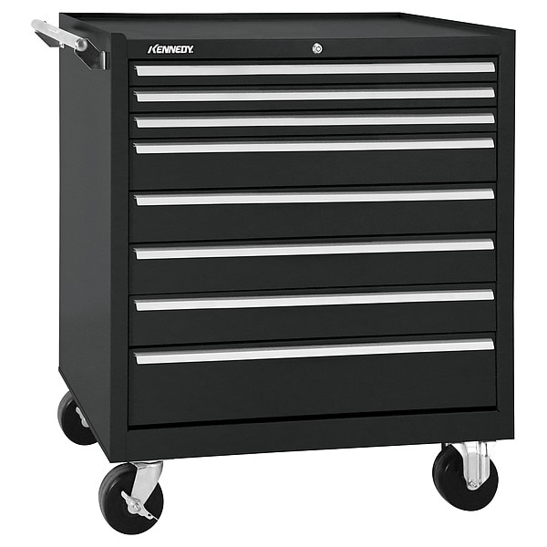 Kennedy Rolling Tool Cabinet, 8 Drawer, Black, 34 in W - 348XBK