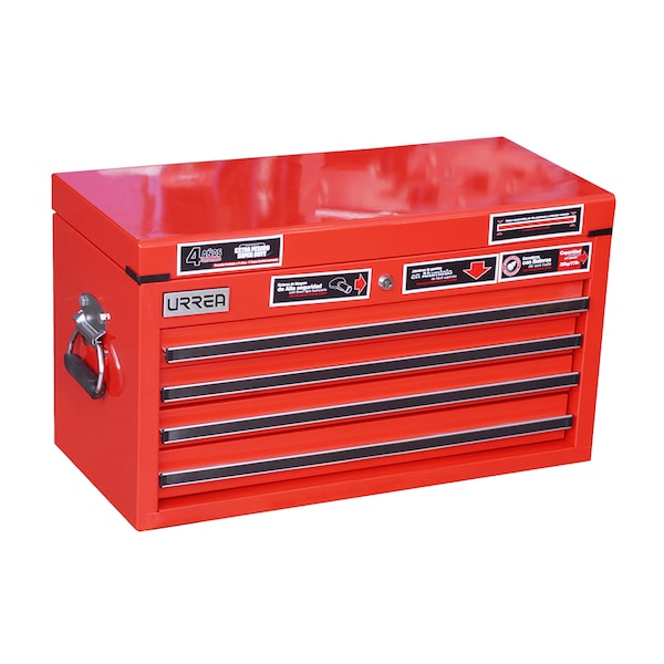Urrea Top Chest/Cabinet, 4 Drawer, Red, Steel, 27 in W x 15 in D x 12 in H - X27S4