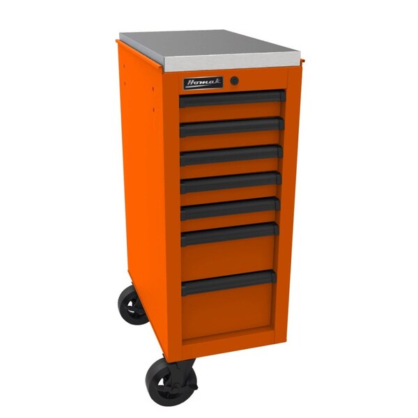 Homak 14 1/2in RS Pro 7-Drawer Side Cabinet - Orange - OG08014070