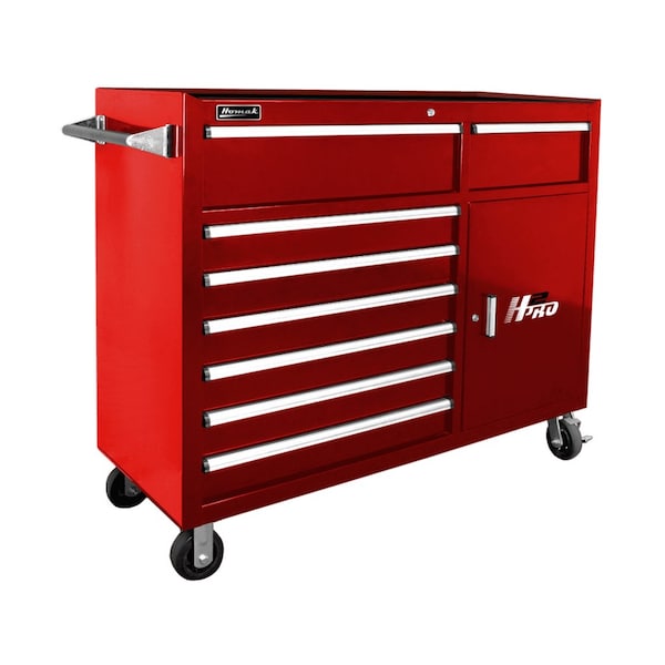 Homak 56in H2Pro  8 Drawer w/ 2 Drawer Comp Roller - Red - RD04056082