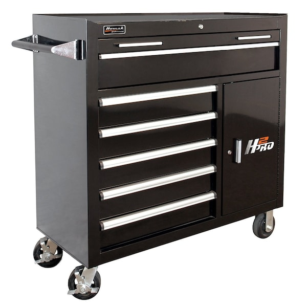 Homak 41in H2Pro 6 Drawer w/ 2 Drawer Comp Roller  - Black - BK04041062