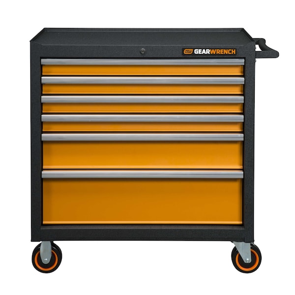 Gearwrench Tool Cabinet, 6 Drawer, Black/Orange, 36 in W - 83243