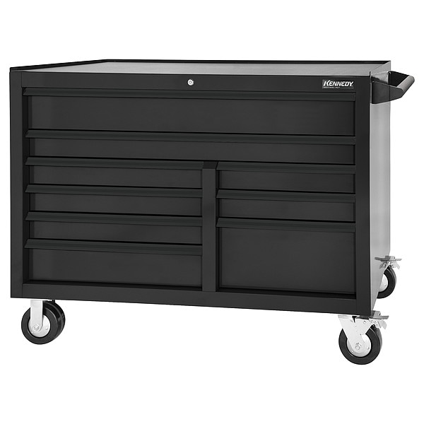 Kennedy Rolling Tool Cabinet, 9 Drawer, Black, 54 in W - 549MPBK
