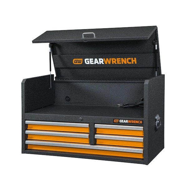 Gearwrench Tool Chest, 5 Drawer, Black/Orange, 41 in W - 83244