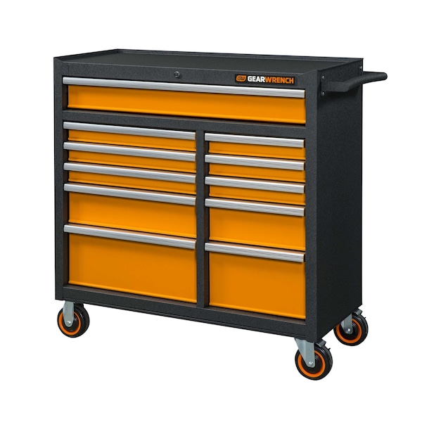 Gearwrench Tool Cabinet, 11 Drawer, Black/Orange, 41 in W - 83245