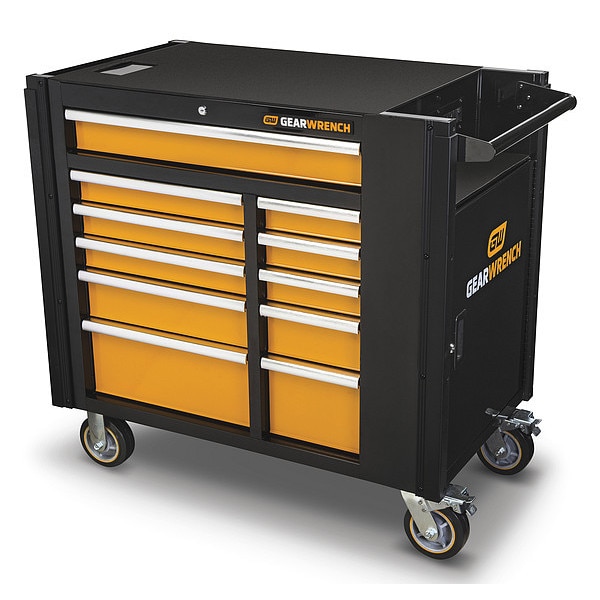 Gearwrench Industrial Rolling Cabinet, 11 Drawer, Black/Orange, 42 in W - 83169