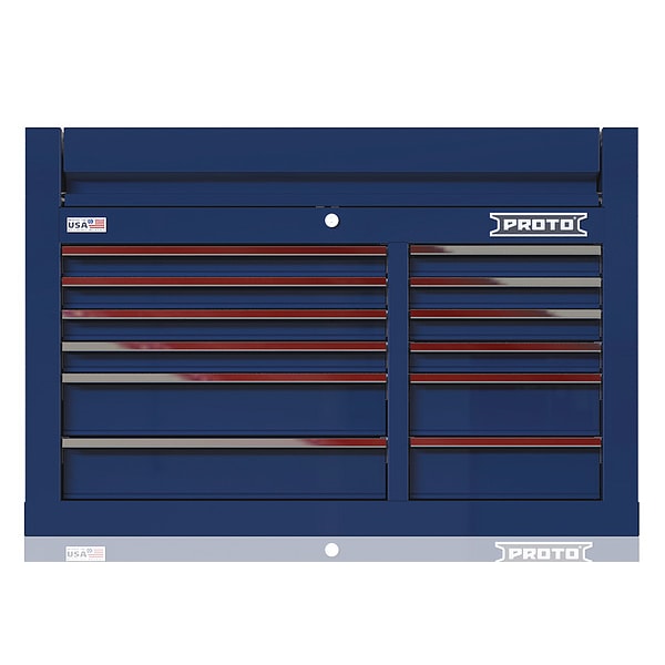 Proto Velocity Top Chest, 12 Drawer, Blue, Steel, 42 in W x 22-1/2 in D x 28 in H - JSTV4228CD12BL